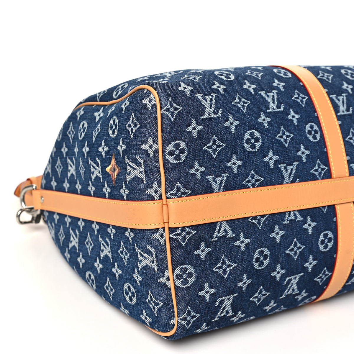 Denim Monogram Flowers Keepall Bandouliere 50 Blue