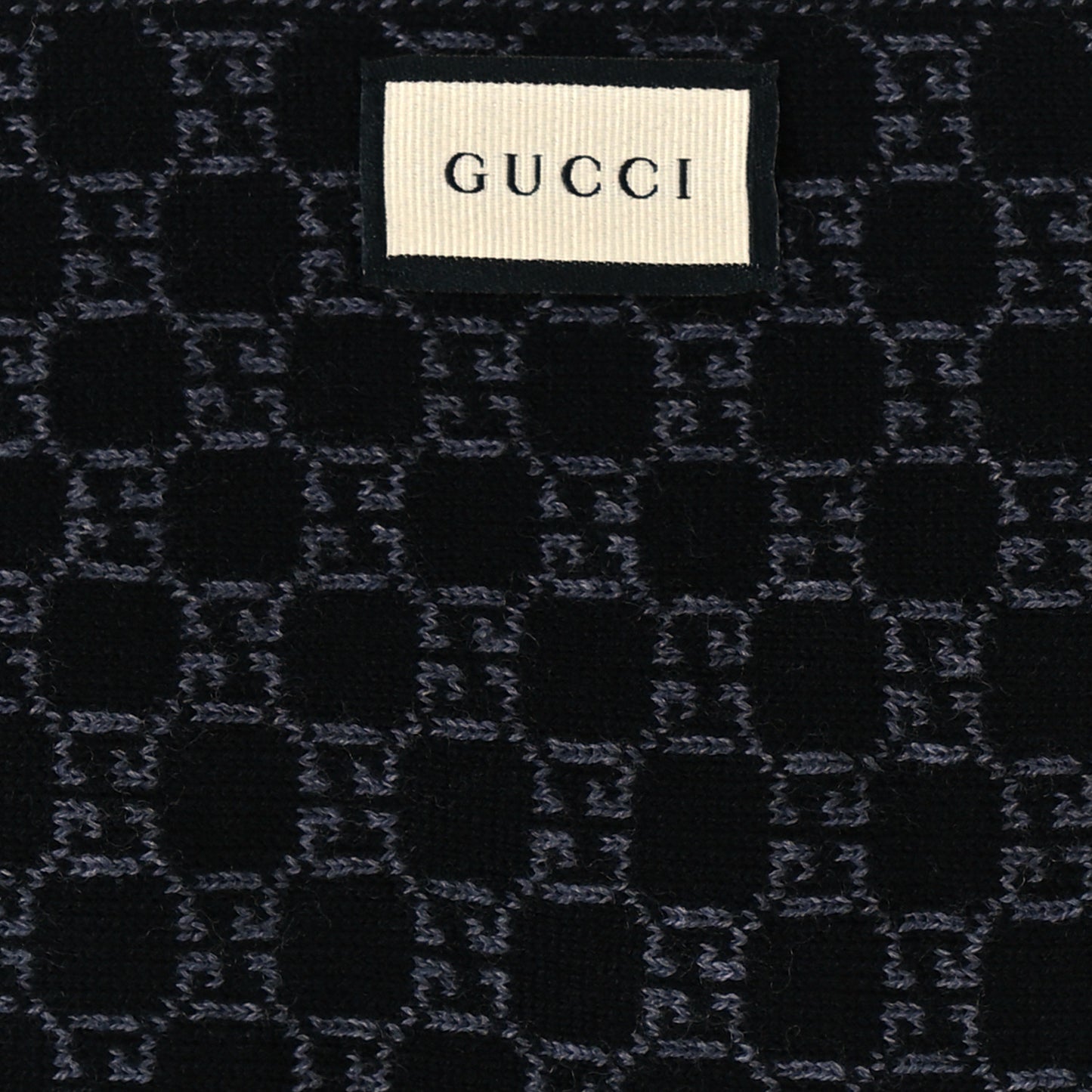 Wool Tricot GG Monogram Web New Lunicart Scarf Grey Black