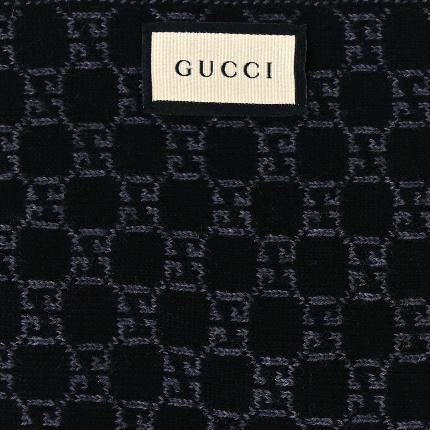 Gucci Wool Tricot GG Monogram Web New Lunicart Scarf Grey Black 3 of 3