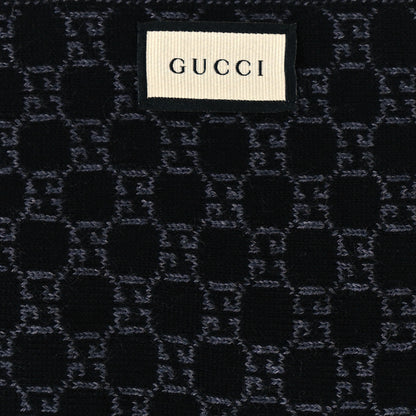 Gucci Wool Tricot GG Monogram Web New Lunicart Scarf Grey Black 3 of 3