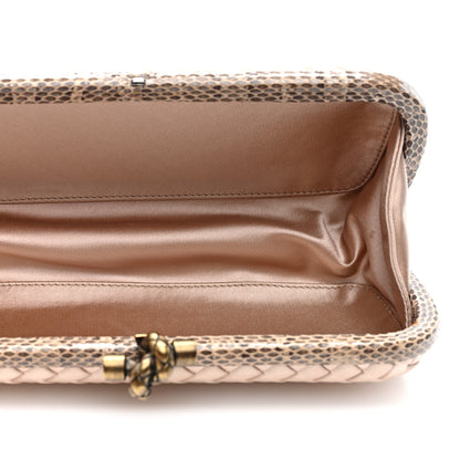 Bottega Veneta Satin Ayers Intrecciato Stretch Knot Clutch Nude 5 of 6