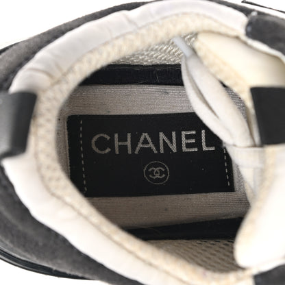 Chanel Nylon Suede Calfskin CC Sneakers 36 White Dark Grey 6 of 11