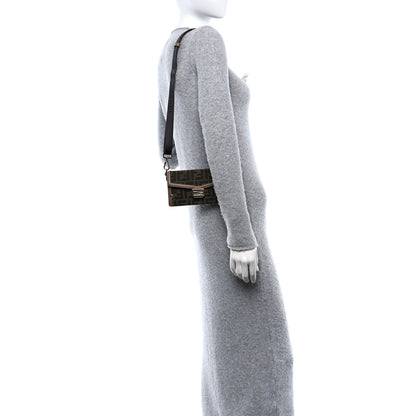 Fendi Recycled Fabric Jacquard Vitello King FF 1974 Baguette Soft Trunk Phone Pouch Tobacco Moro Sand 2 of 10