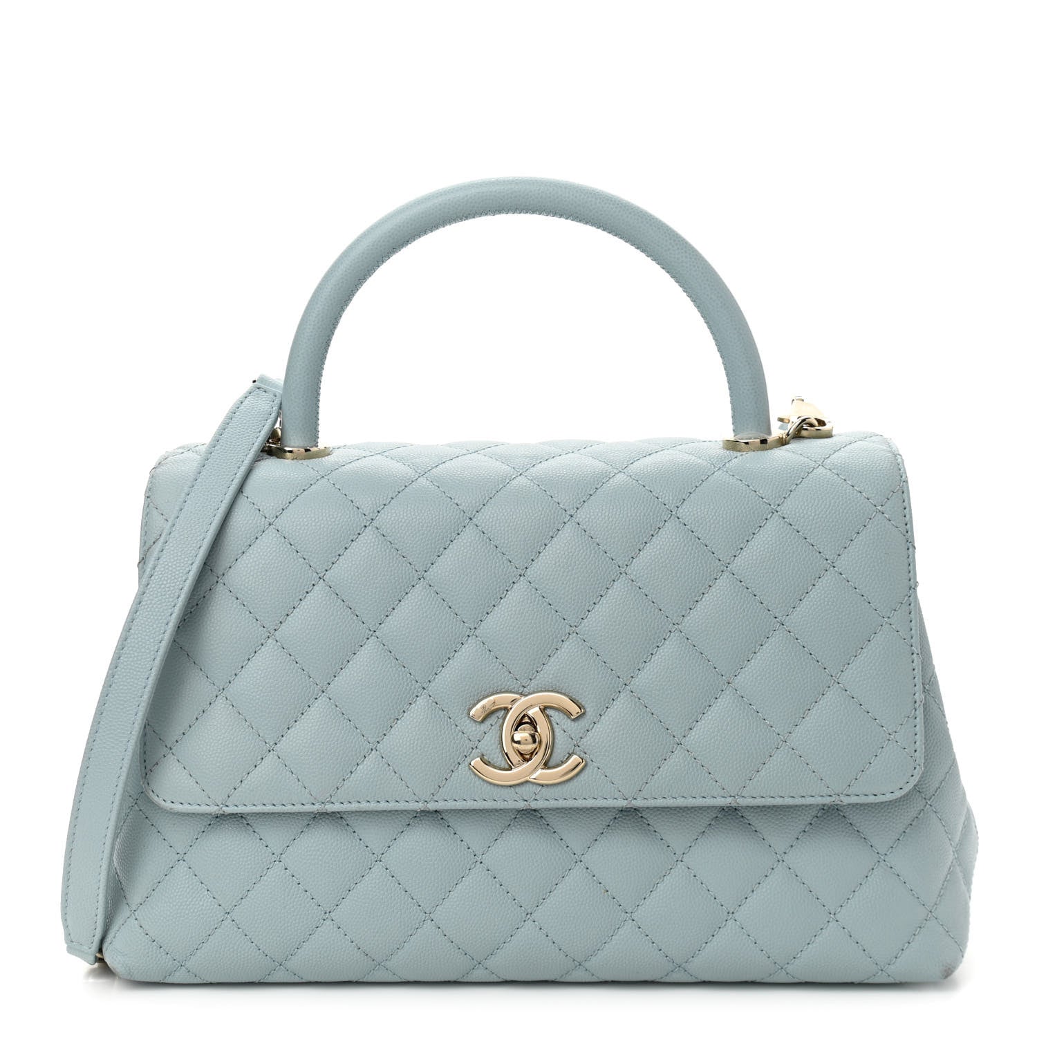 Chanel Caviar Quilted Small Coco Handle Flap Light Blue 1 of 13