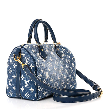 Louis Vuitton Monogram Jacquard Denim Speedy Bandouliere 25 Bleu 3 of 9