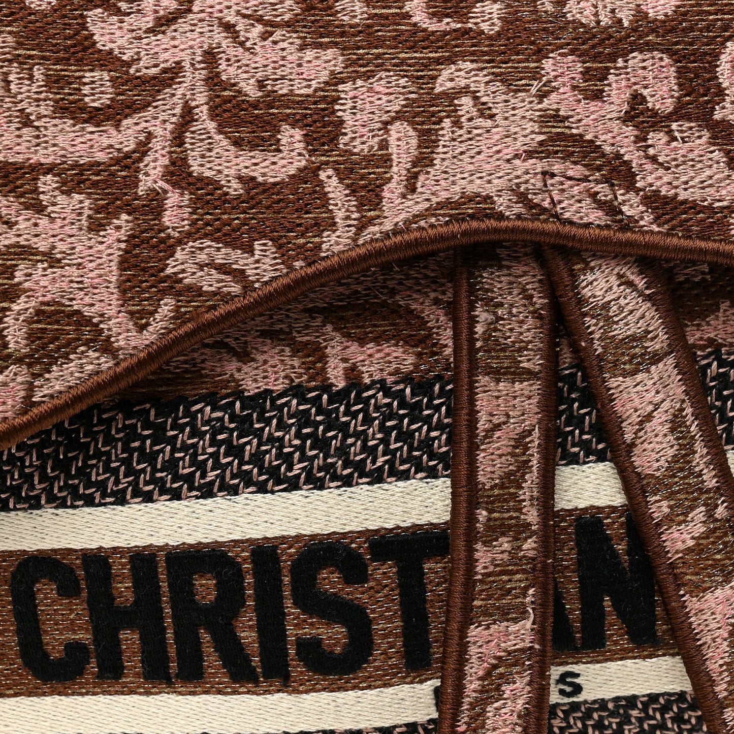 Canvas Embroidered Brocart Saddle Bag Metallic Pink