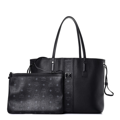 MCM Grained Calfskin Visetos Medium Liz Reversible Shopper Tote Black 1 of 16