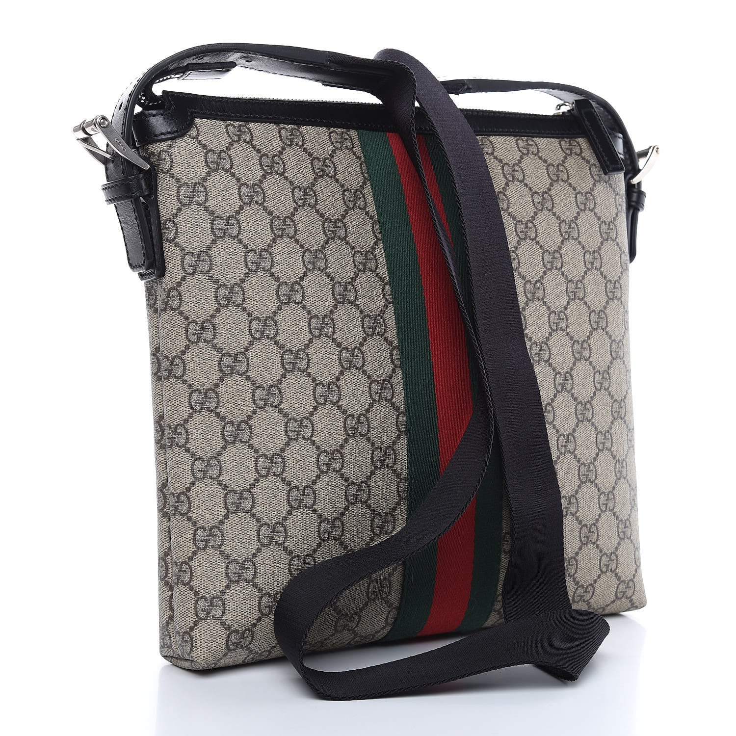 Gucci GG Supreme Monogram Web Messenger Bag Black 3 of 10