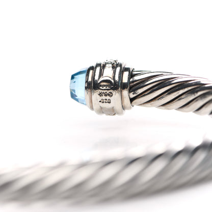 David Yurman Sterling Silver Blue Topaz Diamond 7mm Cable Classics Bracelet 4 of 4