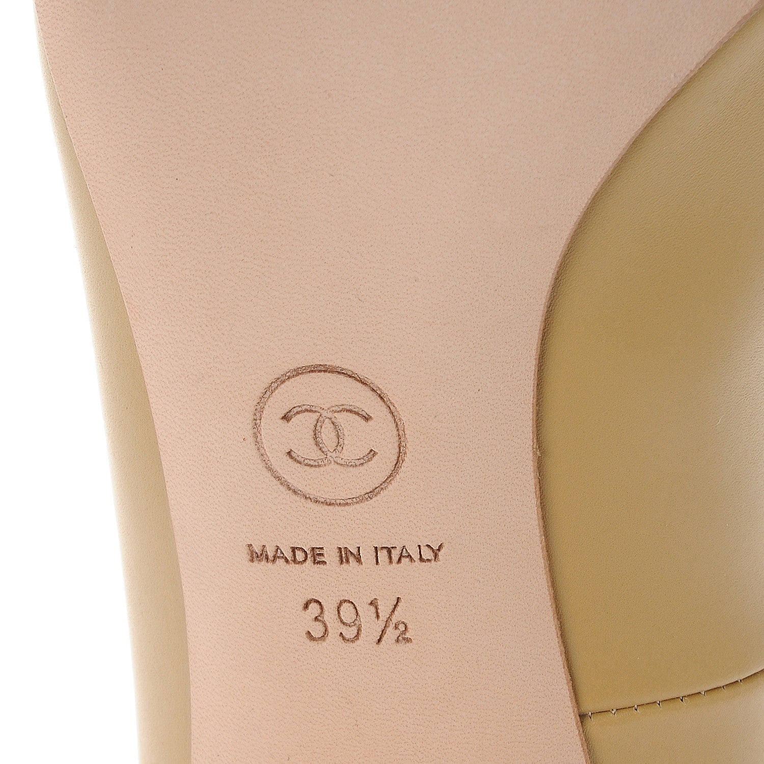 Chanel Calfskin Peep Toe CC Pumps 39.5 Beige 7 of 10
