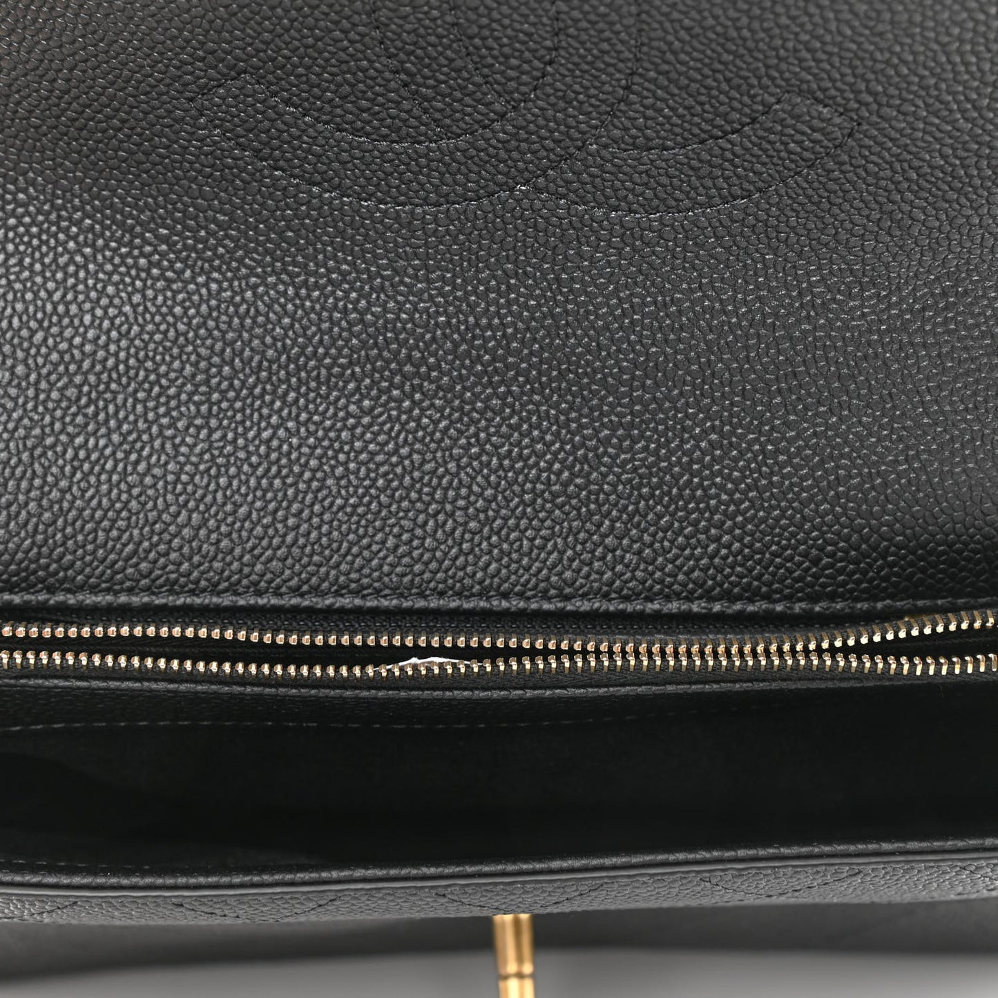 Grained Calfskin Small Stitched Flap Black