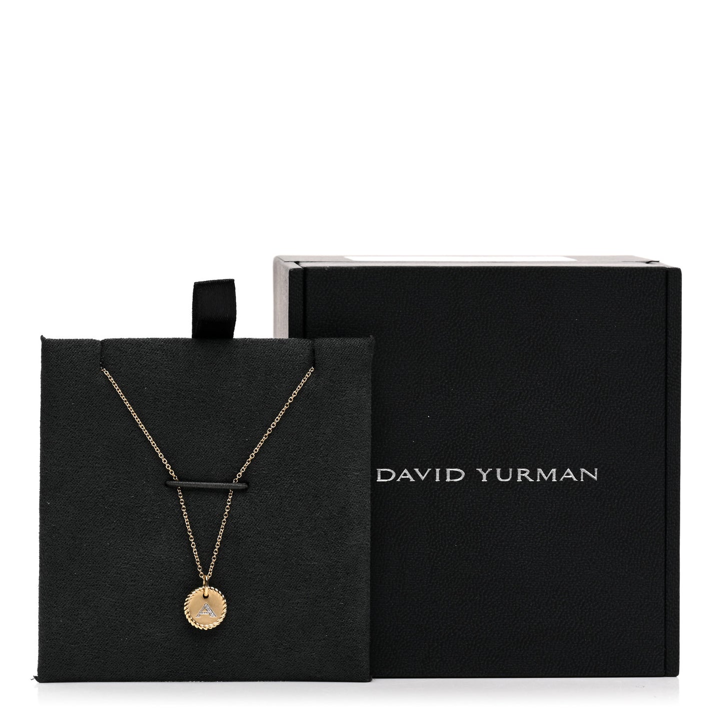 DAVID YURMAN 18K Yellow Gold Diamond Initial A Charm Necklace