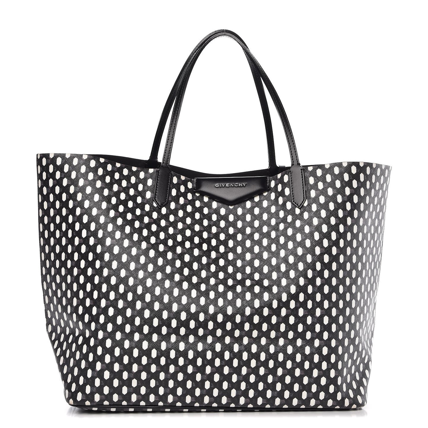 Coated Canvas Large Antigona Tote Black White