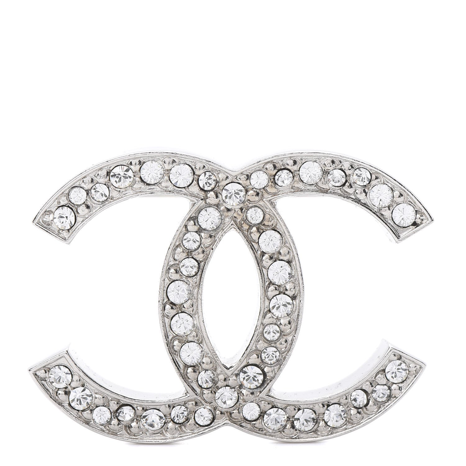 Chanel Crystal CC Brooch Silver 1 of 5