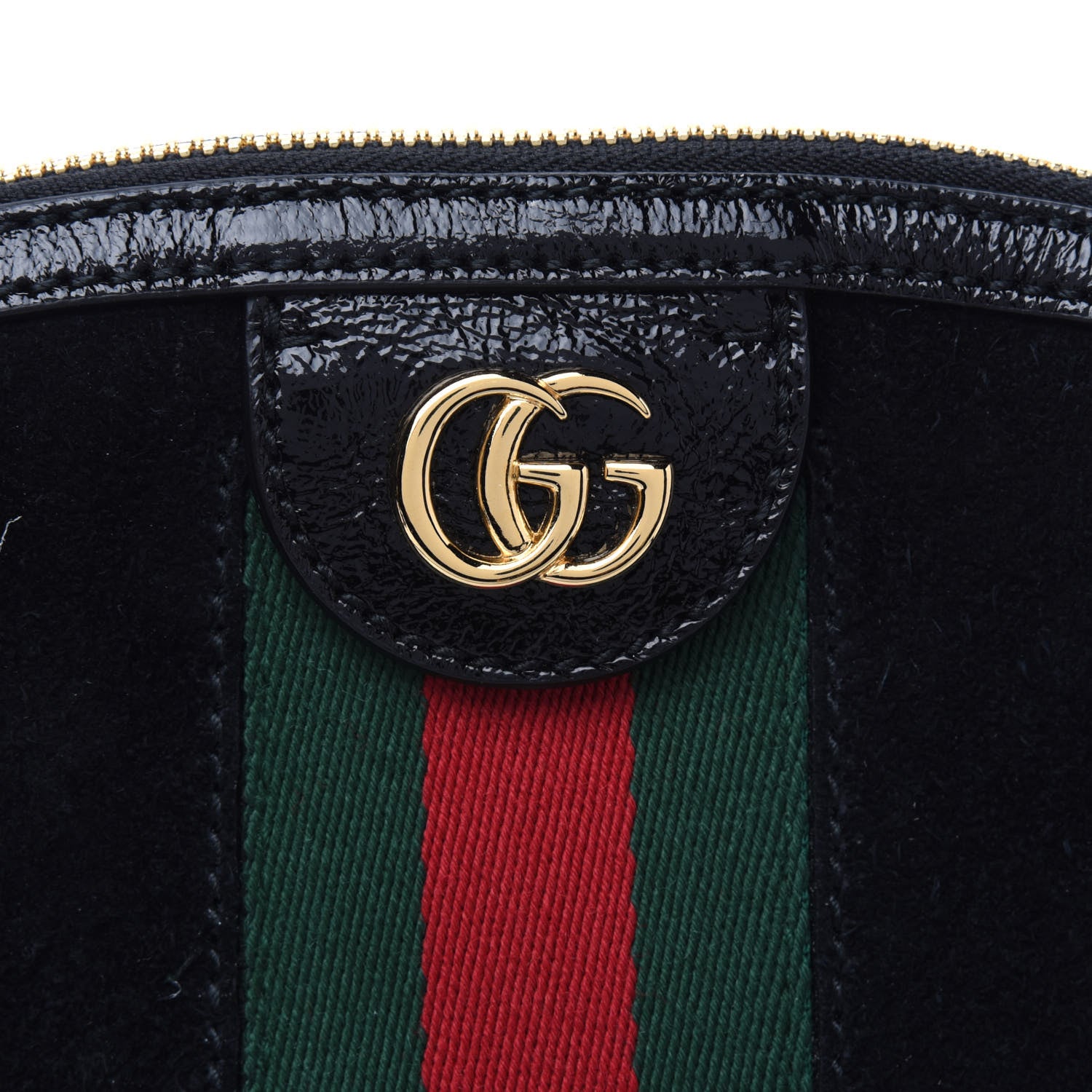 Gucci Suede Patent Web GG Small Ophidia Dome Shoulder Bag Black 15 of 15