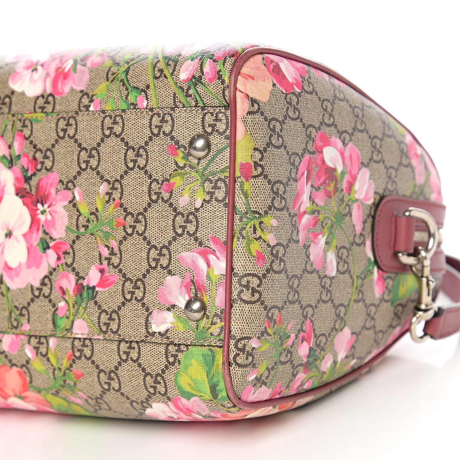 Gucci GG Supreme Monogram Blooms Medium Boston Beige Multicolor Dry Rose 11 of 12