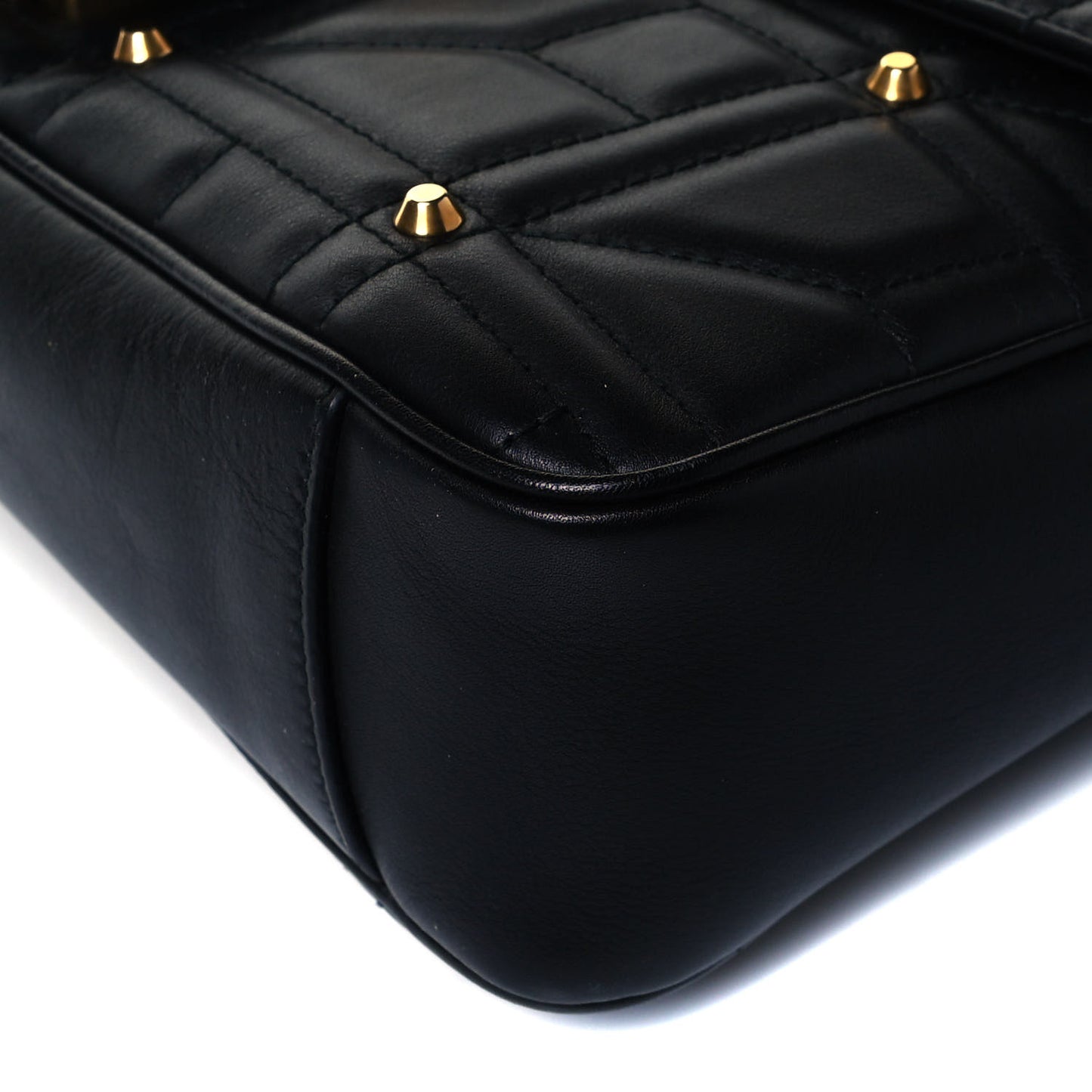 Calfskin Matelasse Studded Medium GG Marmont Shoulder Bag Black