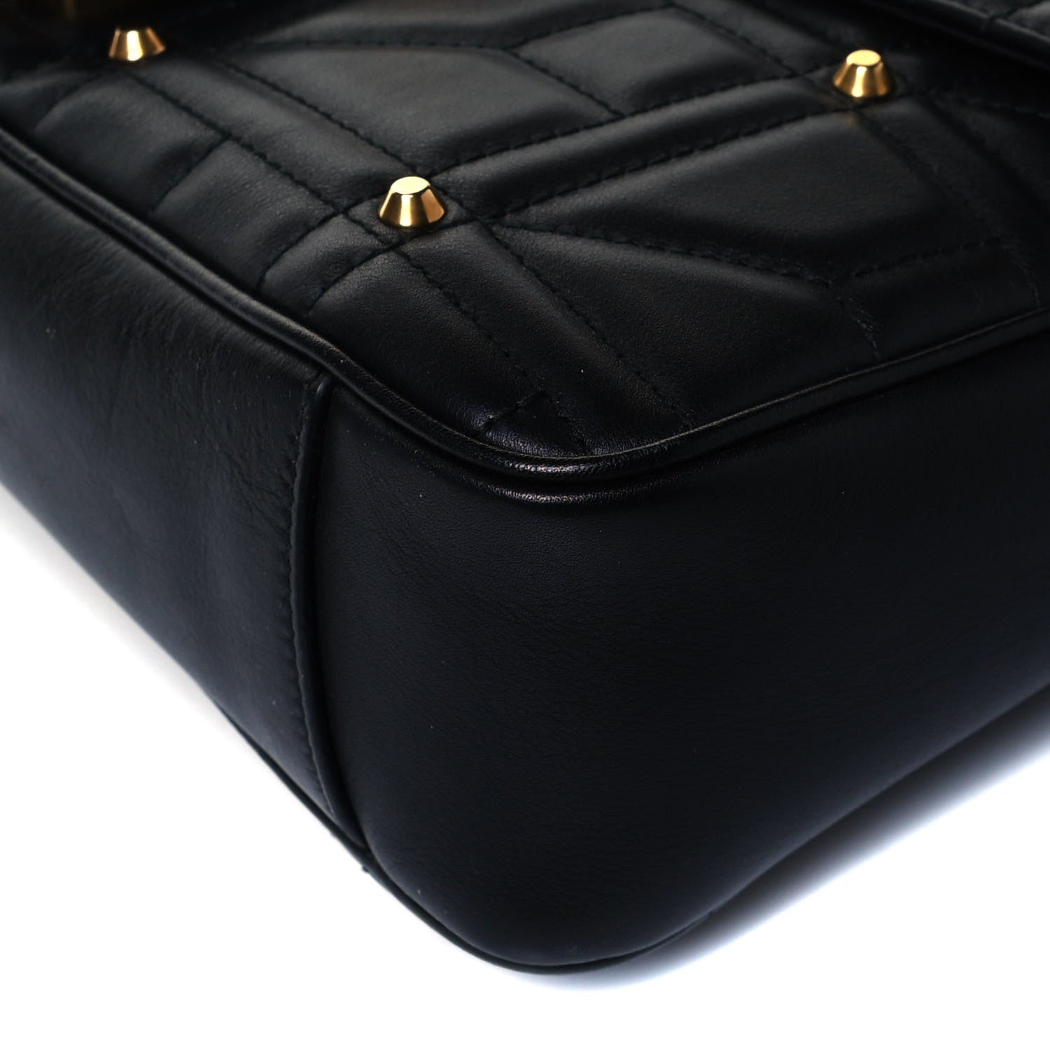 Gucci Calfskin Matelasse Studded Medium GG Marmont Shoulder Bag Black 9 of 9