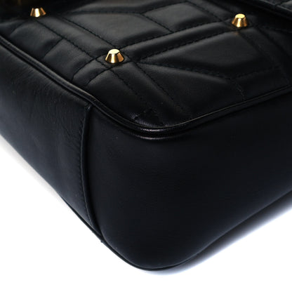 Gucci Calfskin Matelasse Studded Medium GG Marmont Shoulder Bag Black 9 of 9