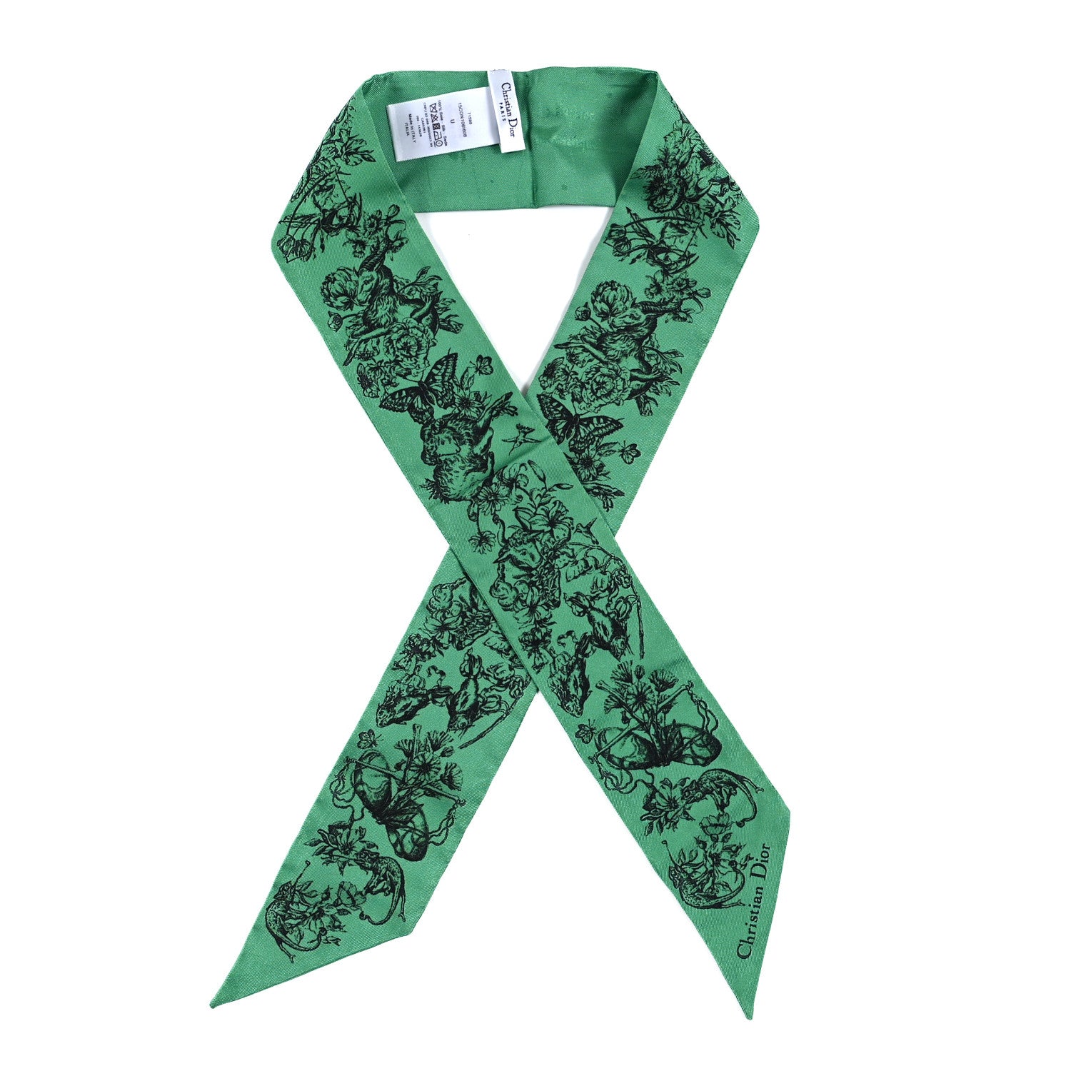 Christian Dior Silk Mitzah Scarf Green 1 of 3
