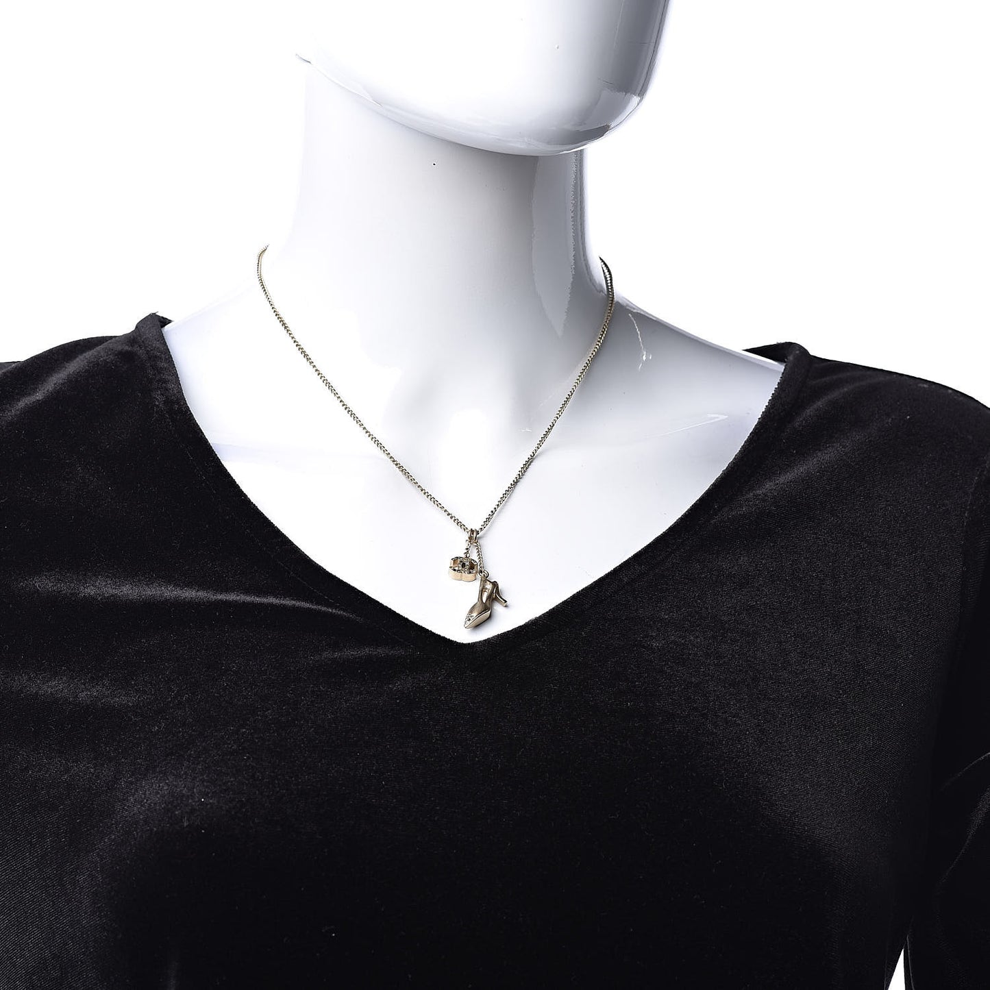 Crystal CC Heel Motif Necklace Gold
