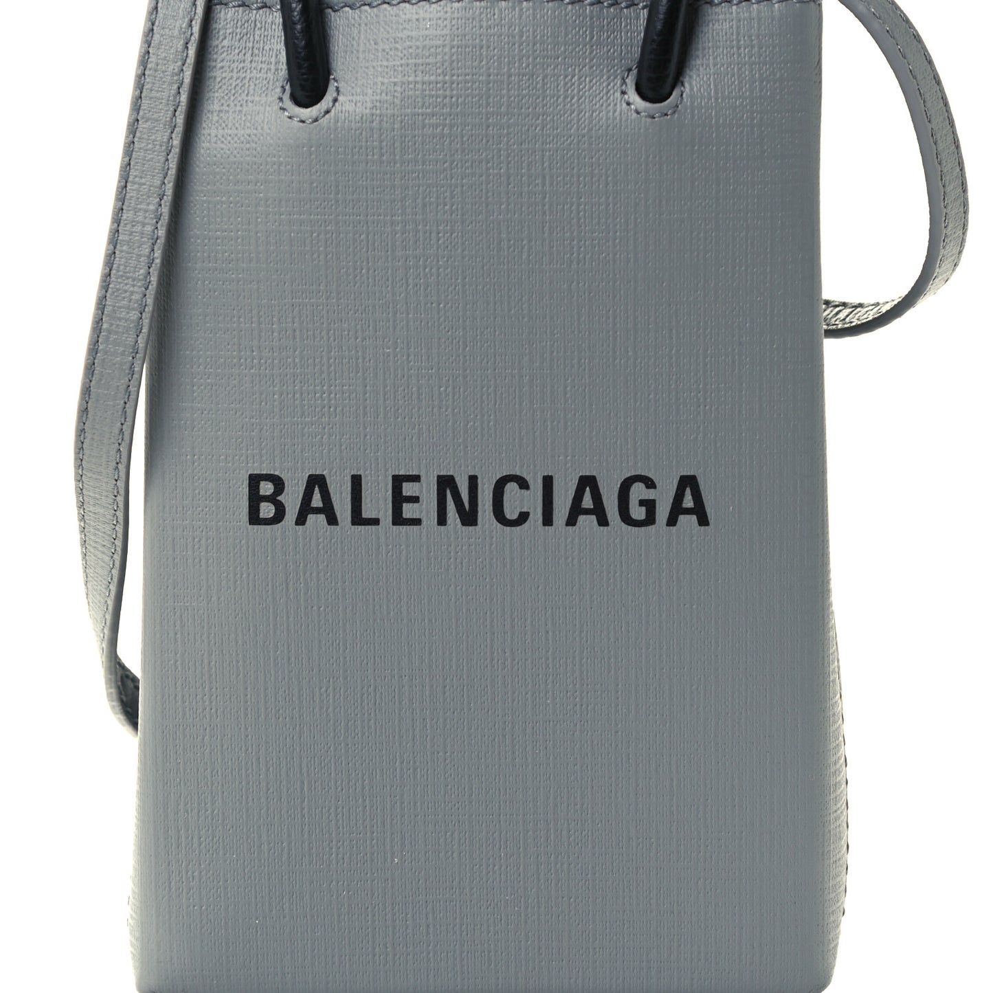 Squared Calfskin Logo Shopping Phone Holder Bag Balenciaga Grey