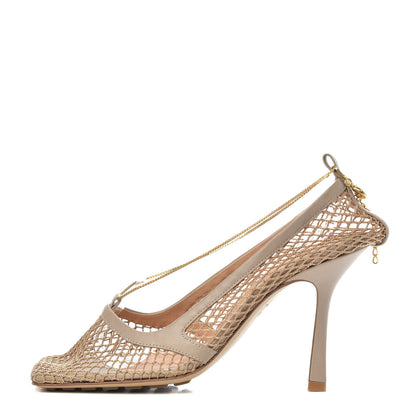 Bottega Veneta Mesh Calfskin Chain Stretch Pumps 38.5 Beige 1 of 9