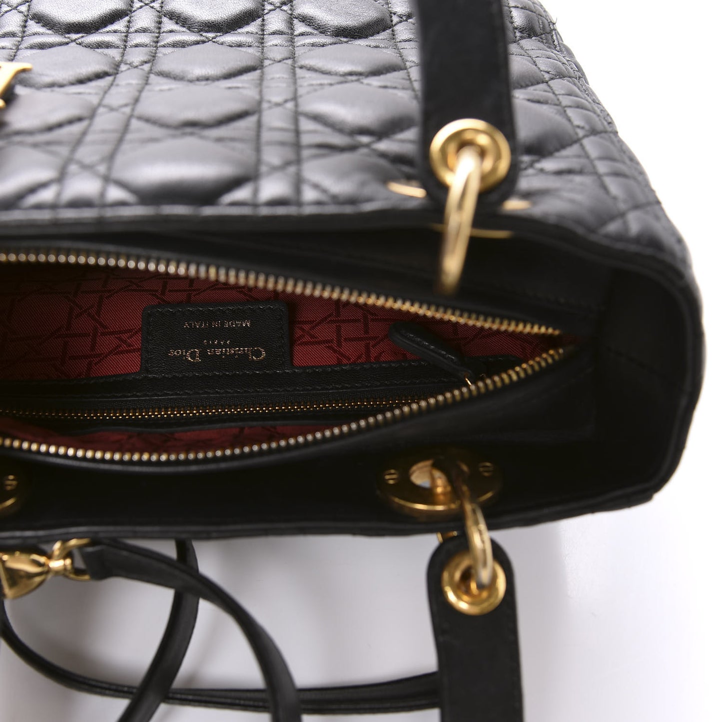 Lambskin Cannage Medium Lady Dior Black