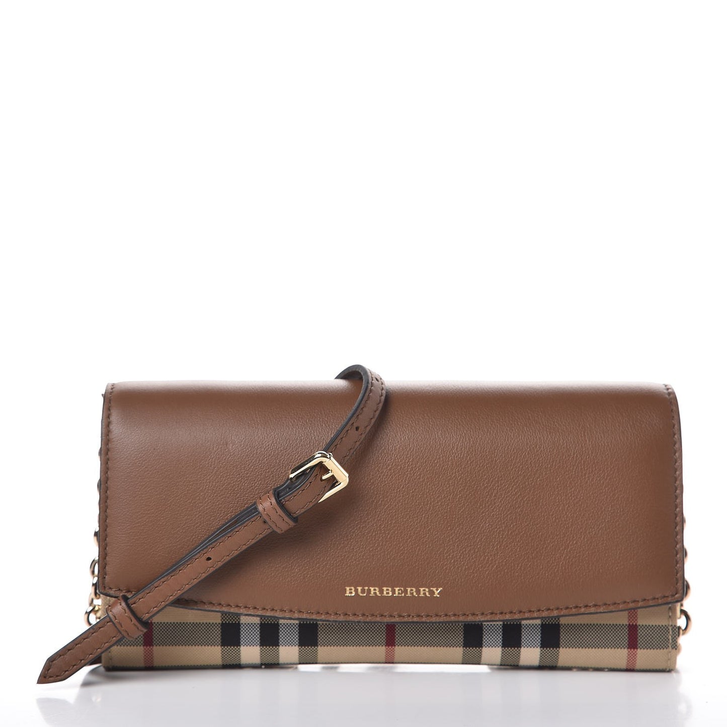 Derby Calfskin House Check Henley Wallet On Chain Tan