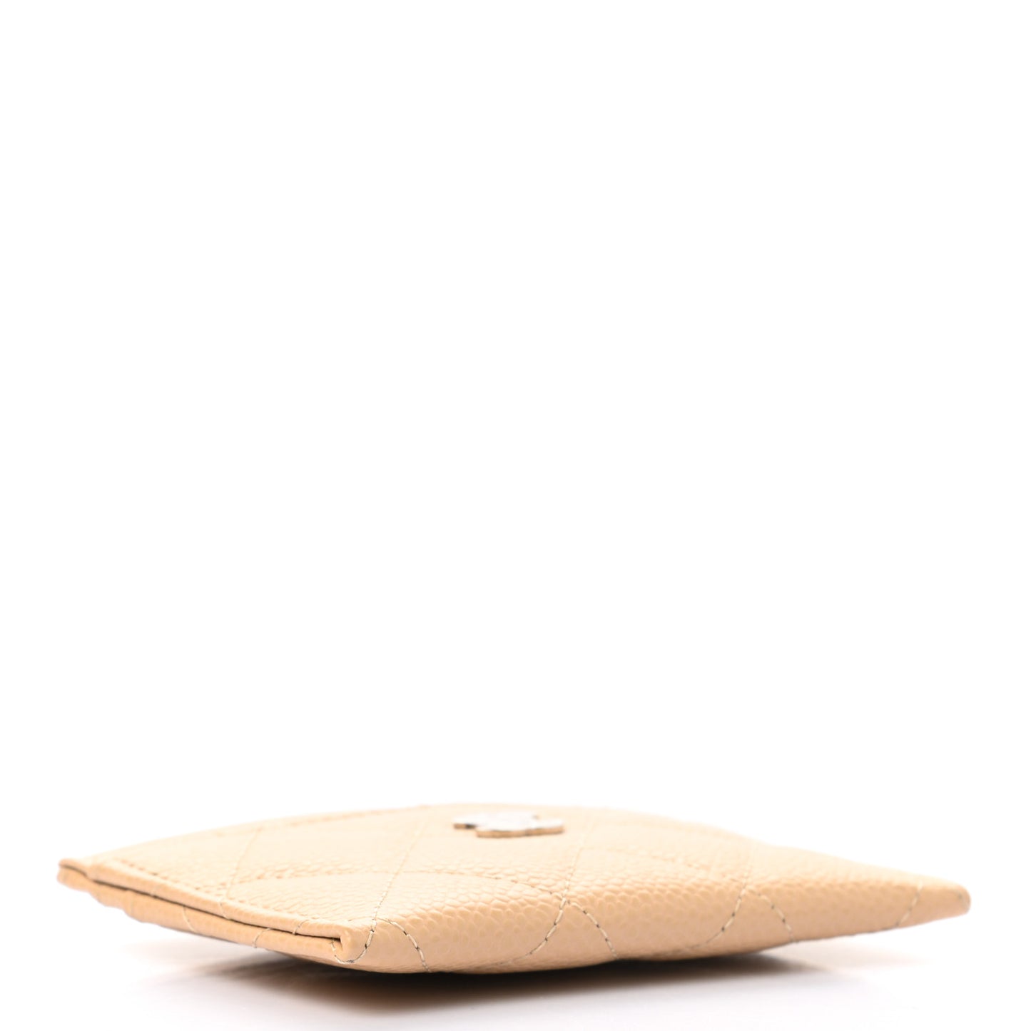 Caviar Quilted Card Holder Beige