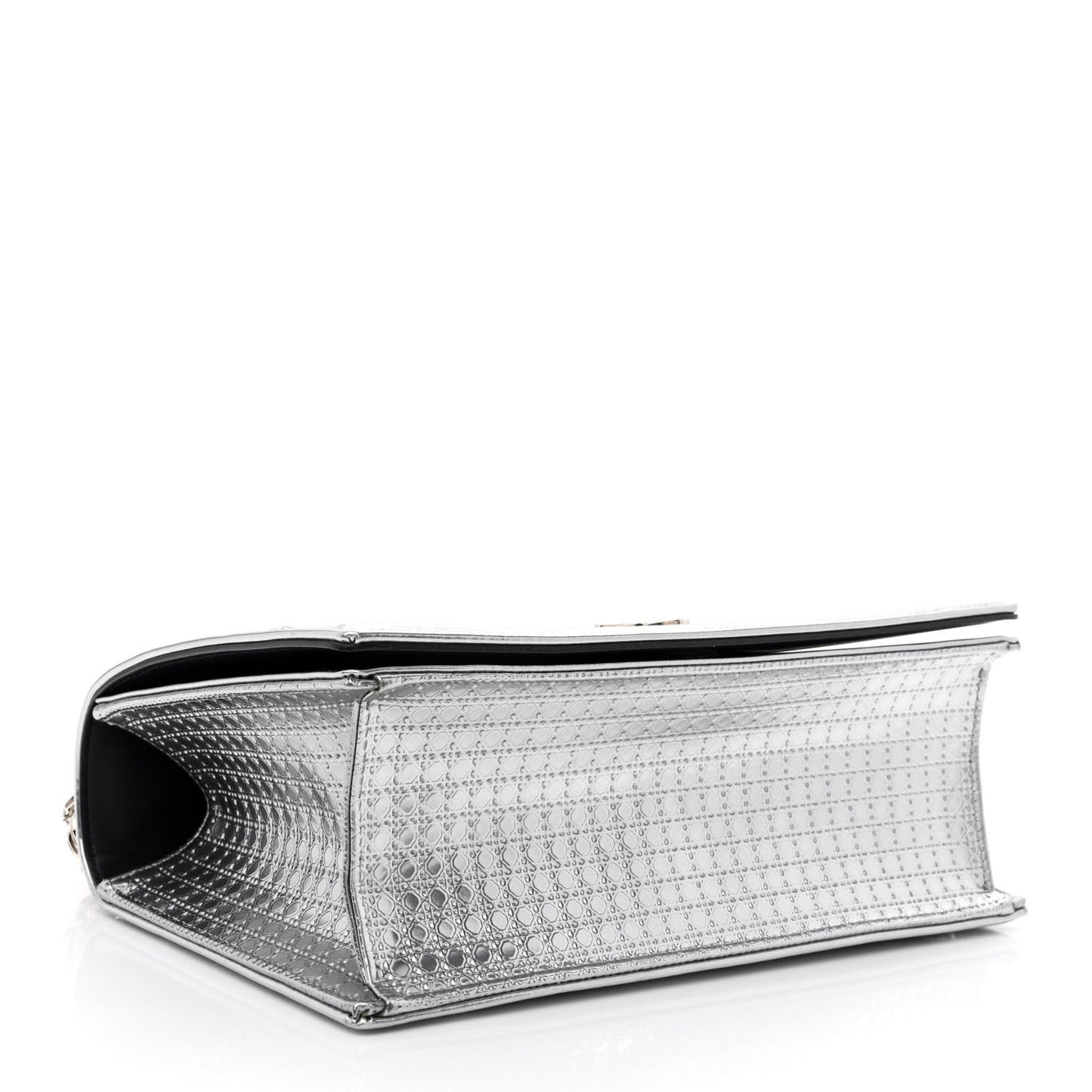 Metallic Patent Micro-Cannage Medium Diorama Flap Bag Silver