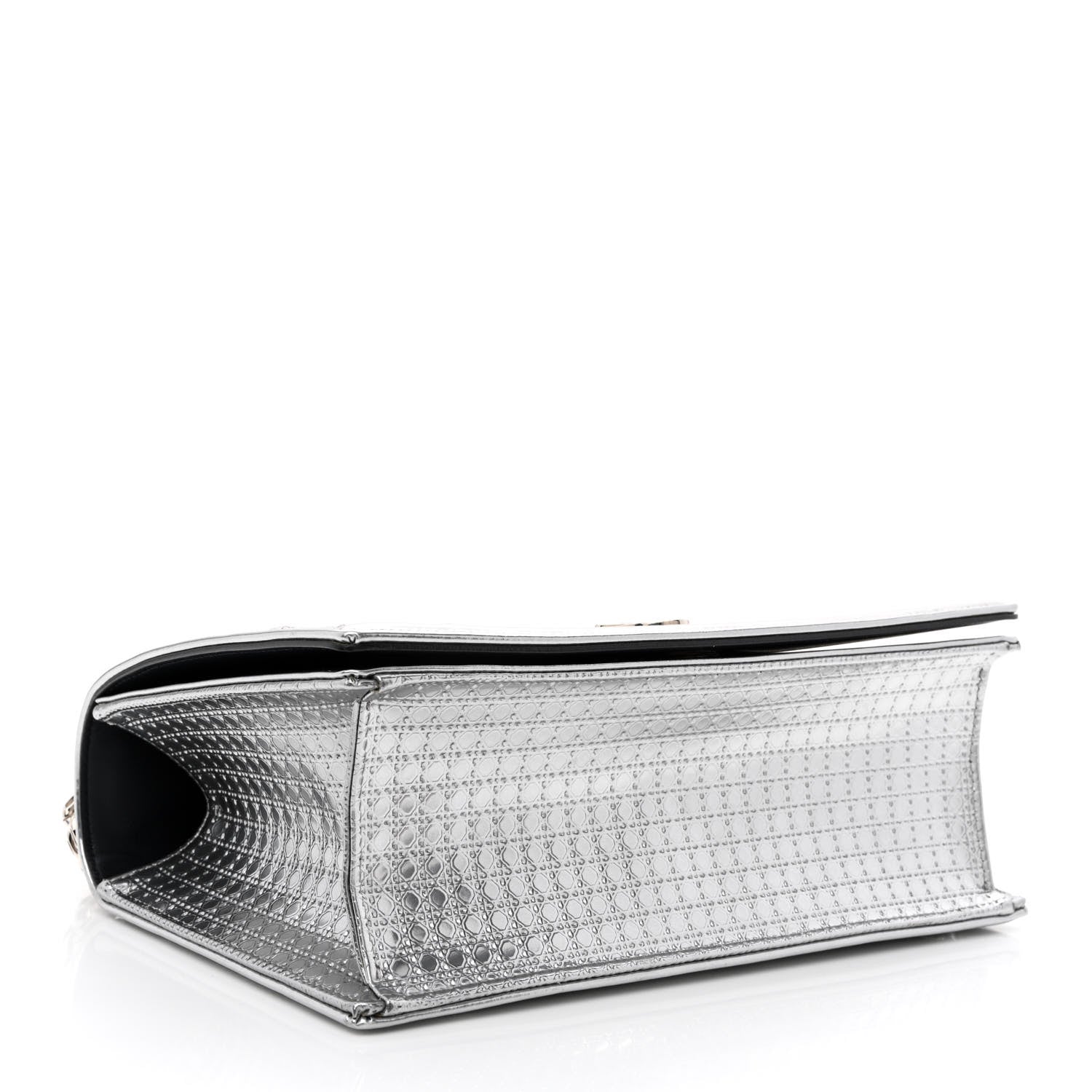 Christian Dior Metallic Patent Micro-Cannage Medium Diorama Flap Bag Silver 4 of 9
