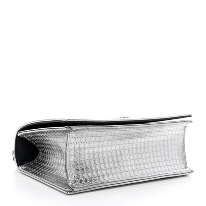Christian Dior Metallic Patent Micro-Cannage Medium Diorama Flap Bag Silver 4 of 9