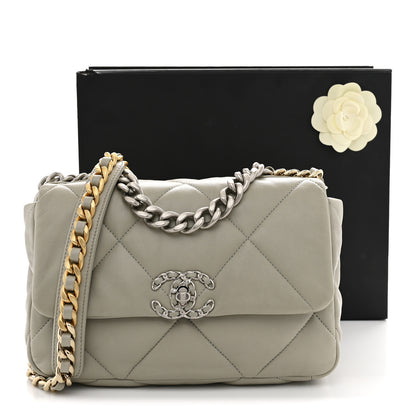 Chanel Lambskin Quilted Medium Chanel 19 Flap Light Grey 12 of 12