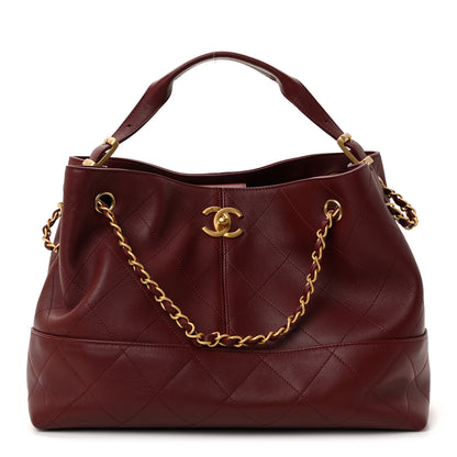 Chanel Calfskin Stitched Shopping Bag Burgundy 1 of 10