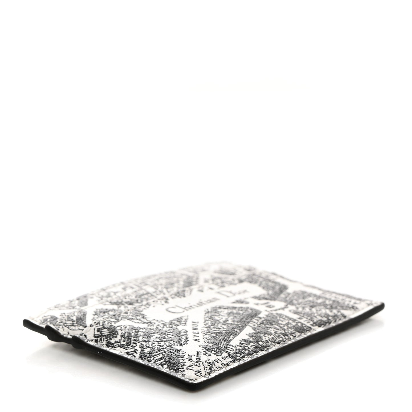 Calfskin Plan De Paris Print Card Holder White Black