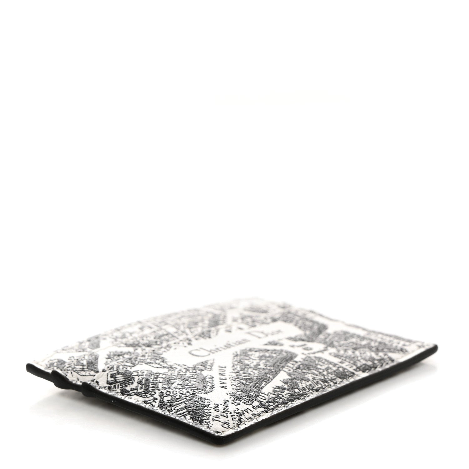 Christian Dior Calfskin Plan De Paris Print Card Holder White Black 4 of 8