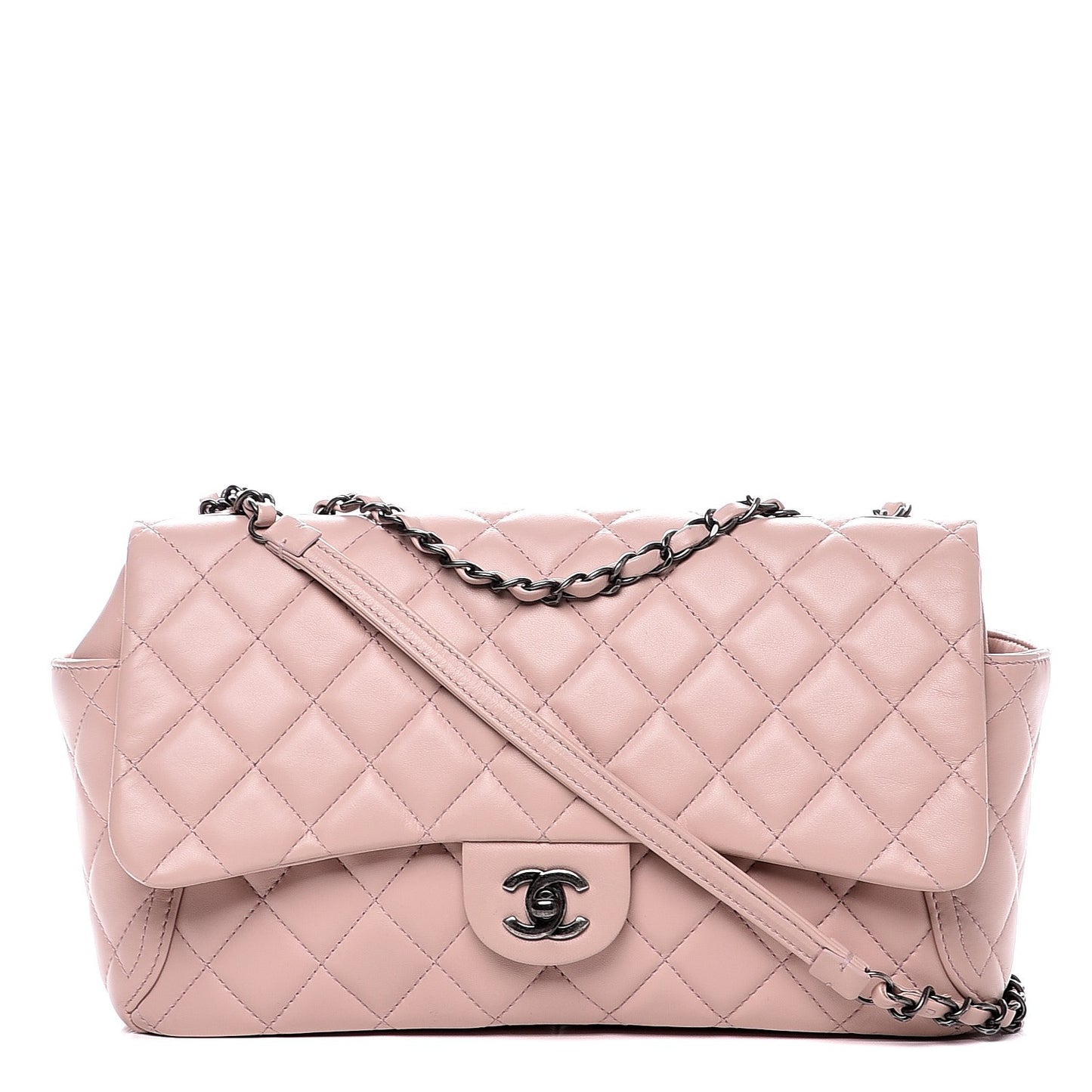 Lambskin Large Around Pockets Flap Light Pink