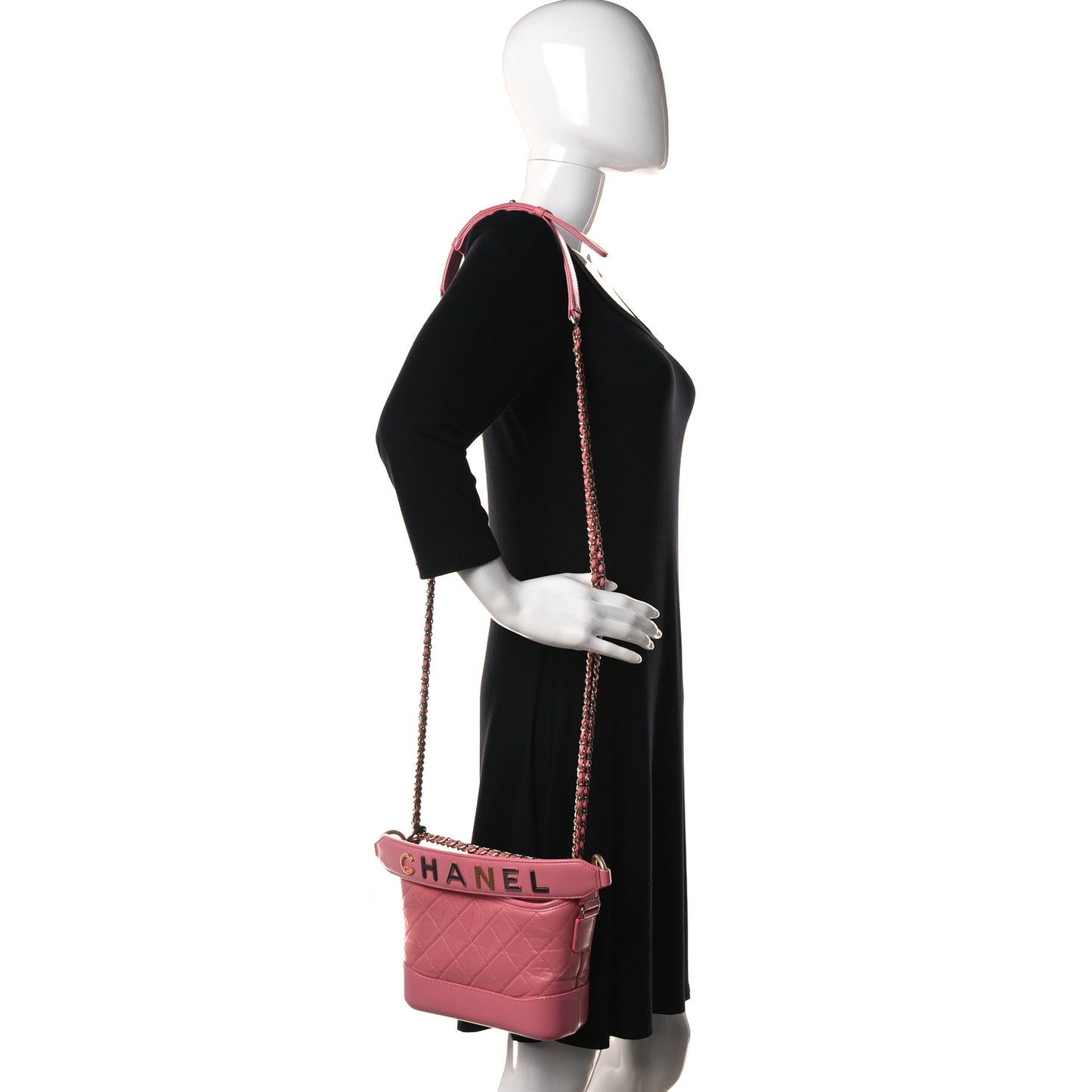 Aged Calfskin Quilted Small Gabrielle Logo Hobo Rose