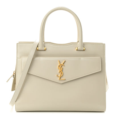 Saint Laurent SAINT LAURENT Shiny Calfskin Medium Uptown Tote Crema Soft 1 of 11