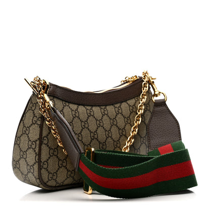 Gucci GG Supreme Monogram Textured Dollar Calfskin Web Small Ophidia GG Handbag Beige Ebony New Acero 5 of 21