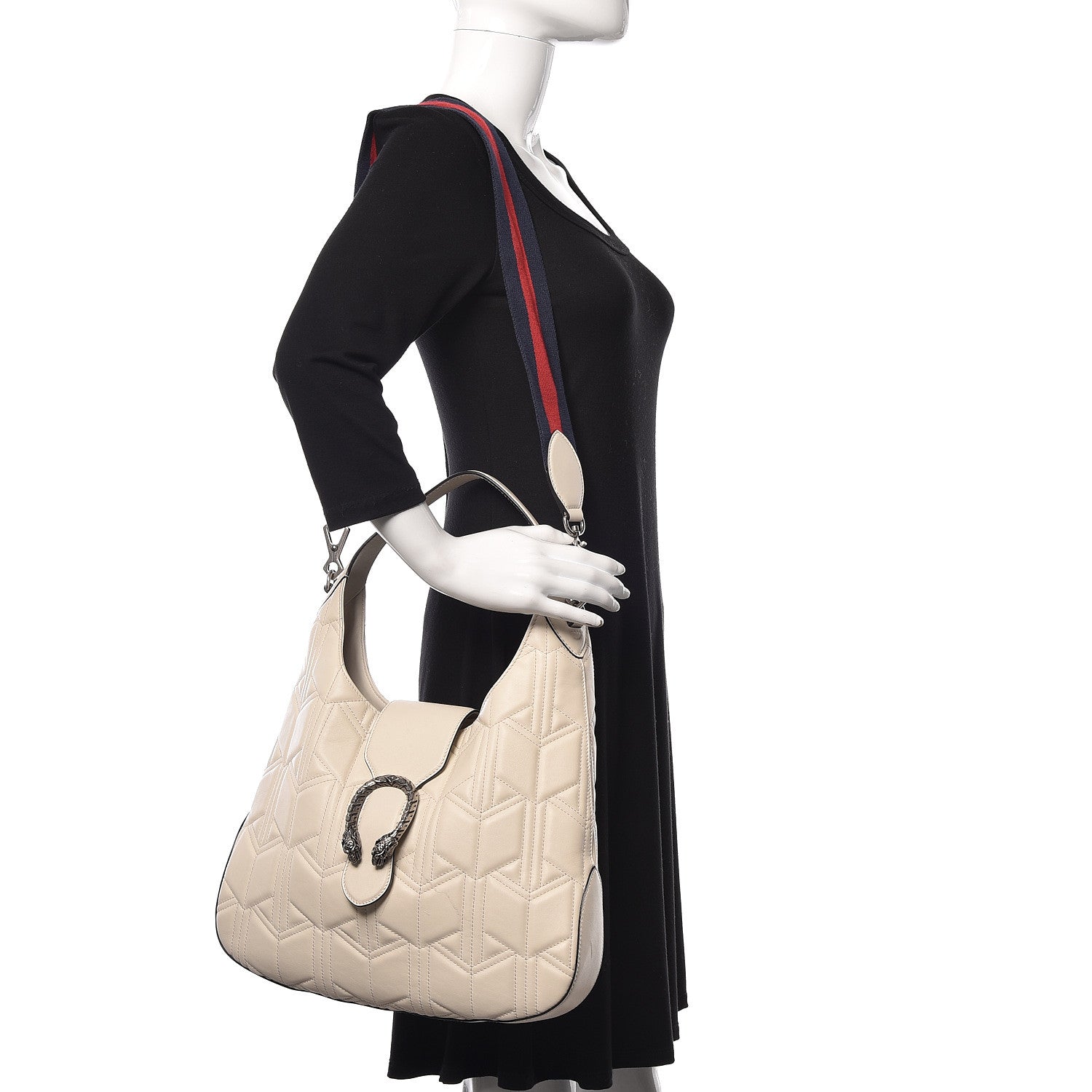 Gucci Calfskin Web Quilted Medium Dionysus Hobo White 1 of 13