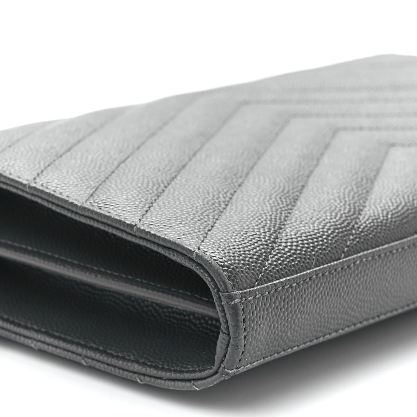 Grain De Poudre Matelasse Chevron Monogram Chain Wallet Oyster Grey
