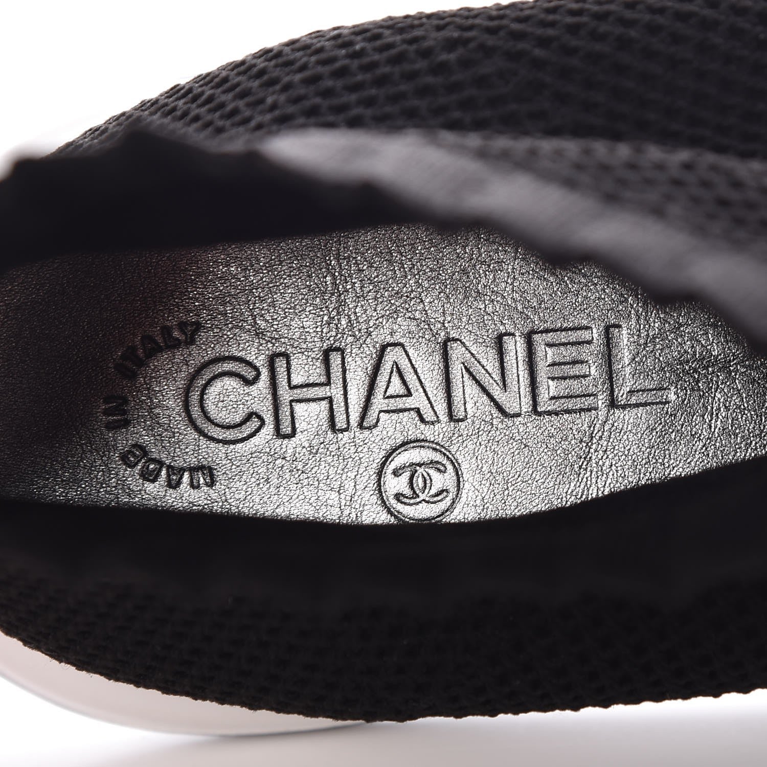 Chanel Knit Patent Calfskin Womens High Top Camellia Sneakers 40 Black 7 of 9