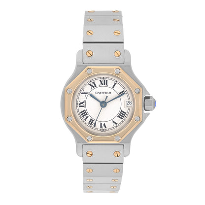 Cartier Stainless Steel 18K Yellow Gold 25mm Santos Octagon Quartz Watch 1 of 4