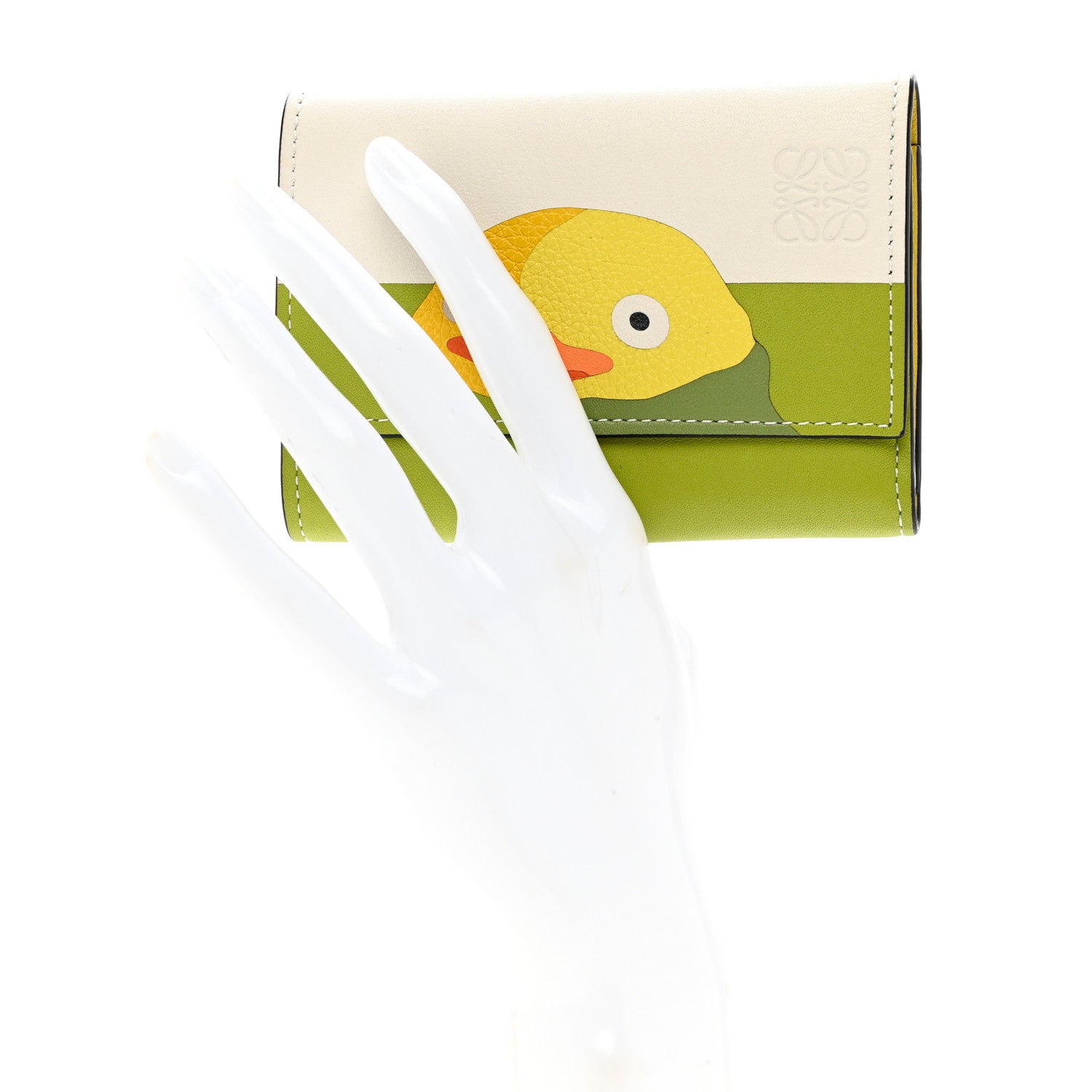 Loewe X SPIRITED AWAY Calfskin Otori-Sama Small Vertical Wallet Soft White Lemon Zest 2 of 9