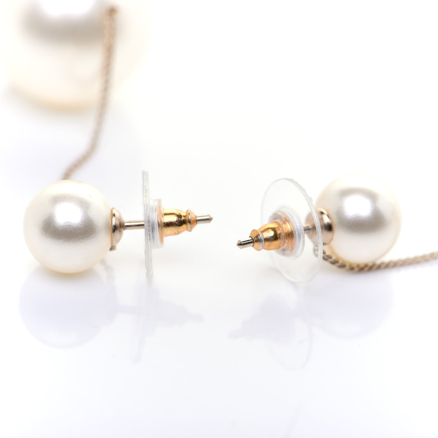 Pearl CC Dangle Earrings Gold