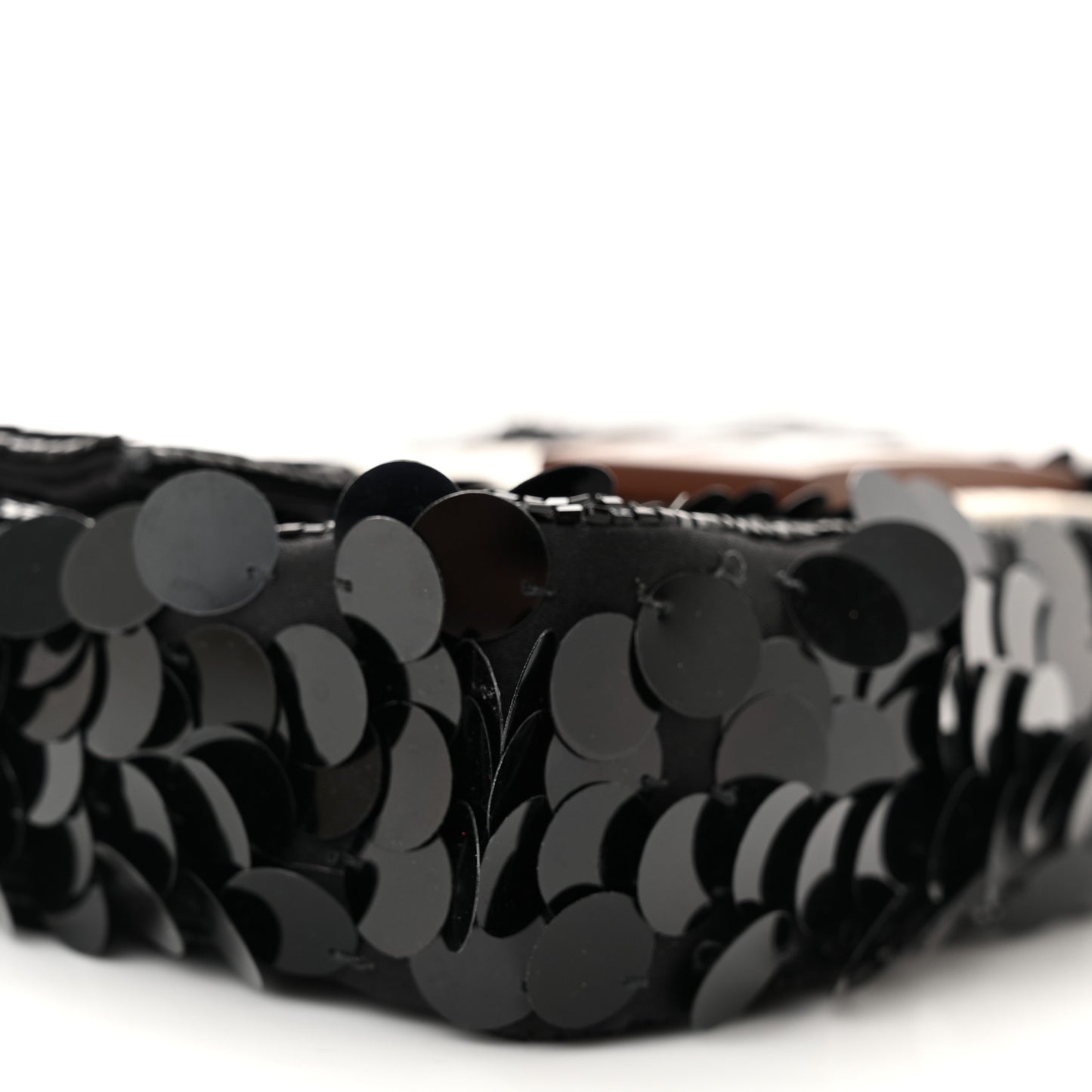 Satin Sequin Paillettes Elaphe Plexiglass Mini Baguette 1997 Black Avorio