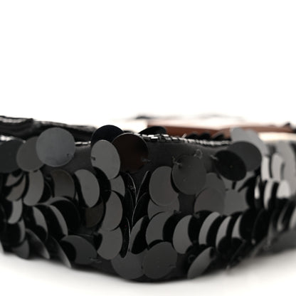 Fendi Satin Sequin Paillettes Elaphe Plexiglass Mini Baguette 1997 Black Avorio 9 of 10