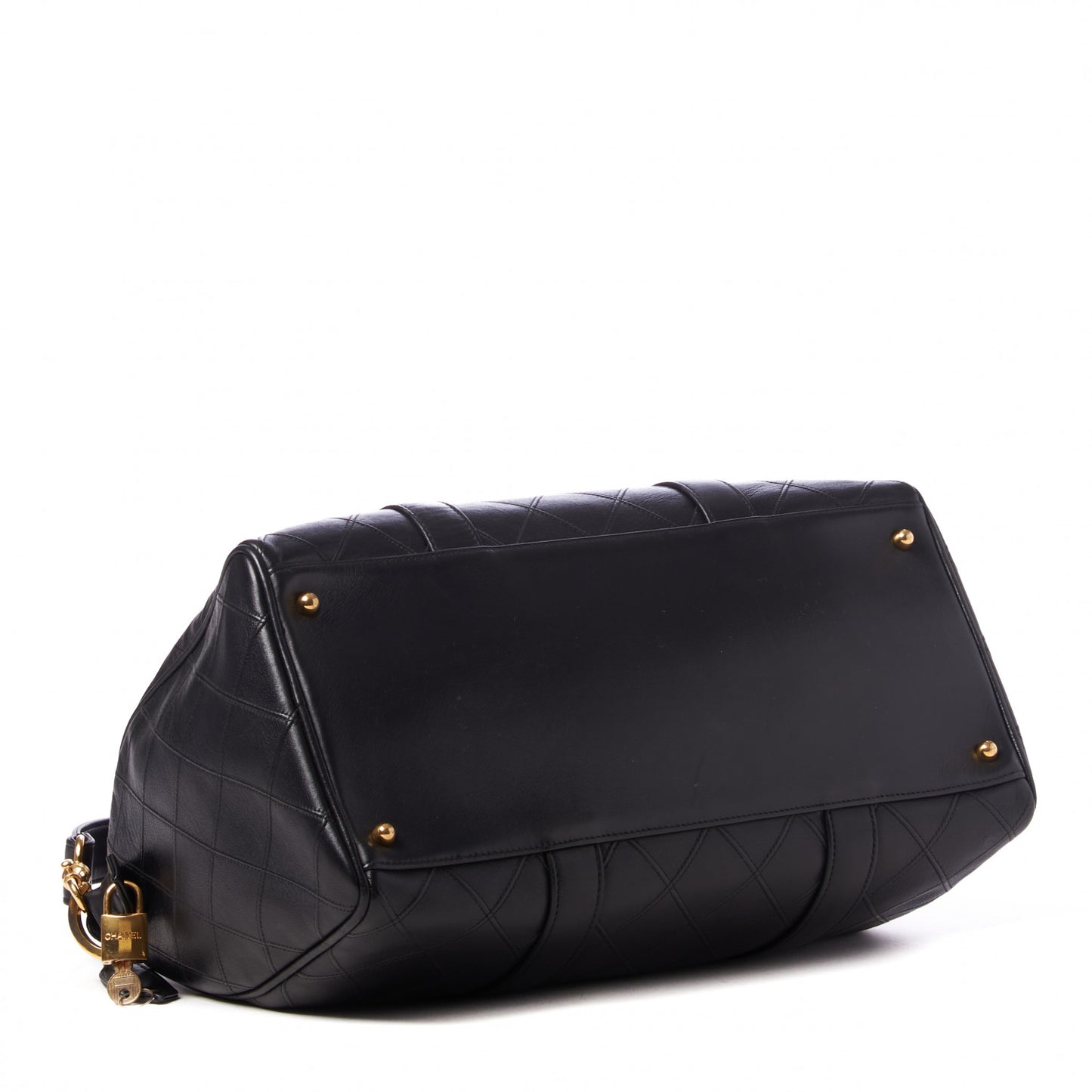 Calfskin Diamond Stitched Duffel Bag Black